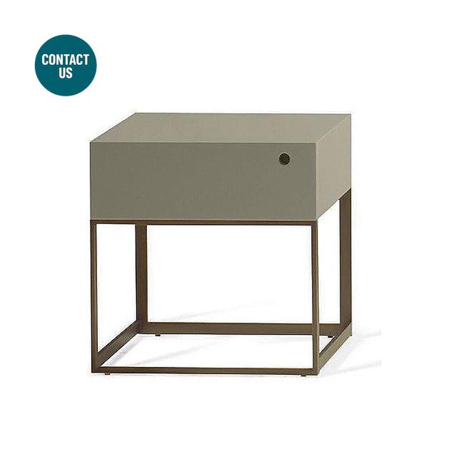 Arabesque Side Table Leather & Lacquer Table (Side/Night)-Ivano Redaelli-moderndesign.io