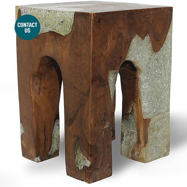 Cracked Glass Hard Ottoman-MYOWNBALI-moderndesign.io