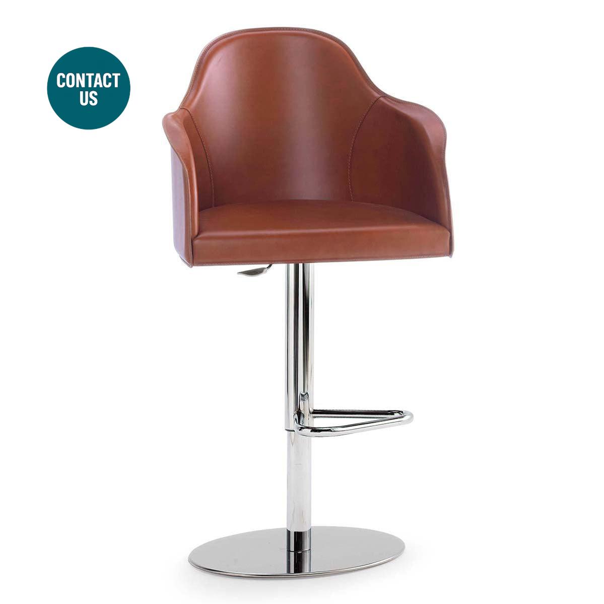 Greta SG SC ARM Metal Cuoio High Stool (with arms)-Accento-moderndesign.io