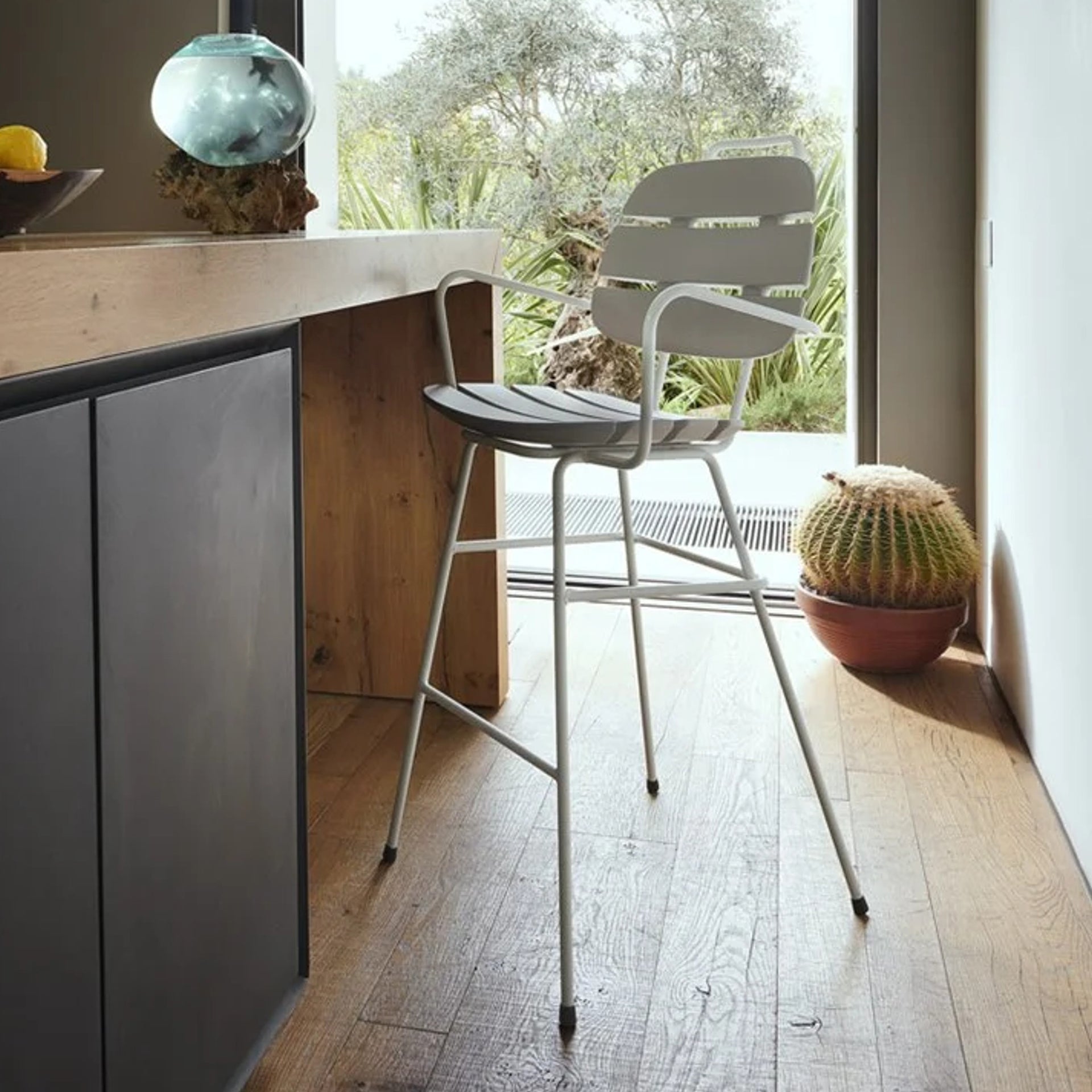 Ribs Up High Stool (with arms)-Slide-moderndesign.io