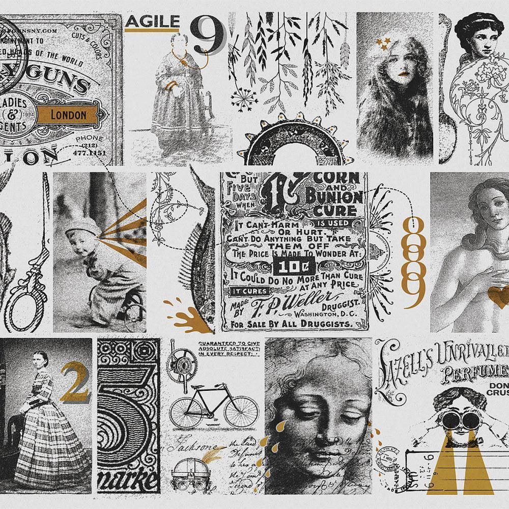 800-Digital Wallpaper-London Art-Black / Gold-17024-02