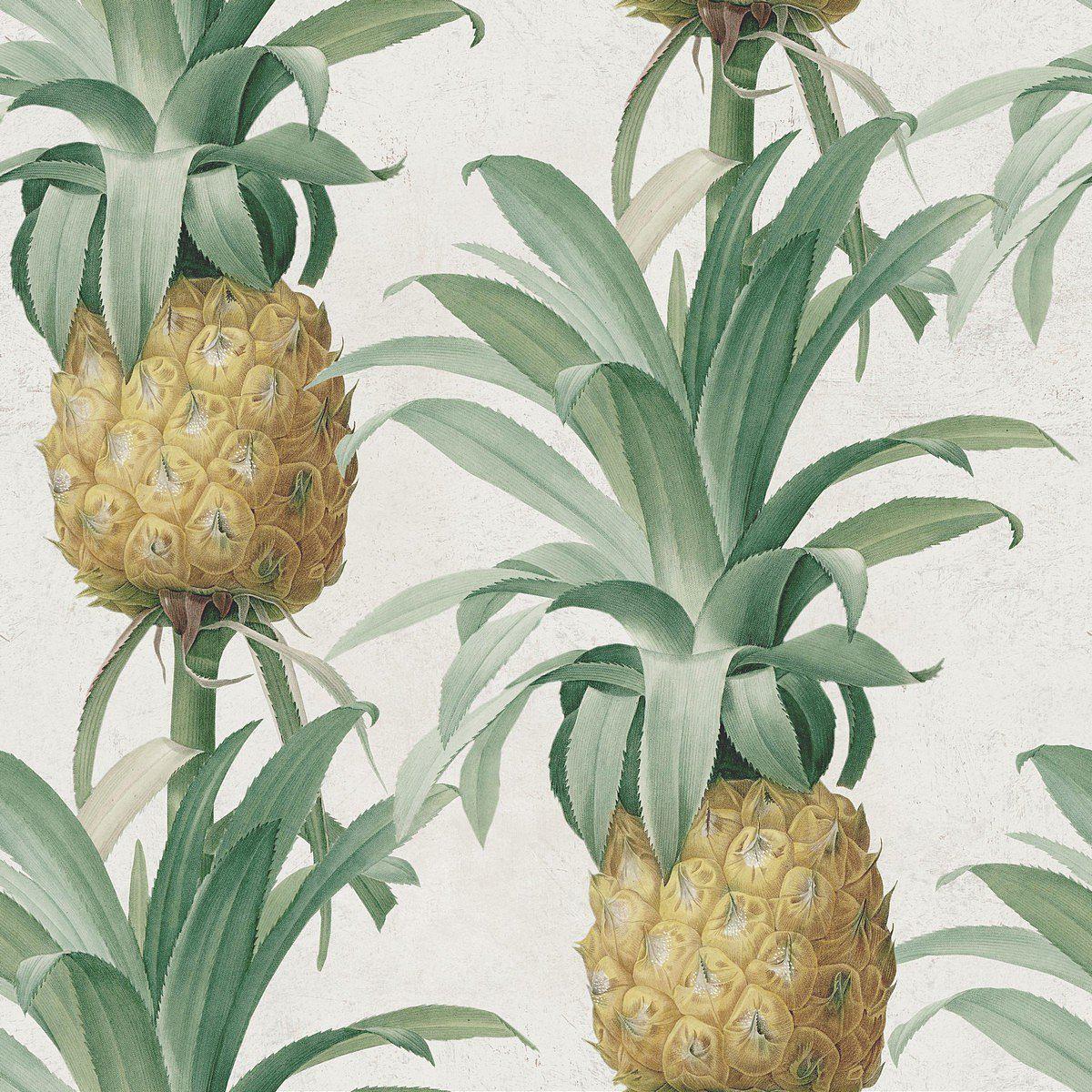 Ananas-Pre-Printed Wallpaper-Mind the Gap-Green / Yellow-