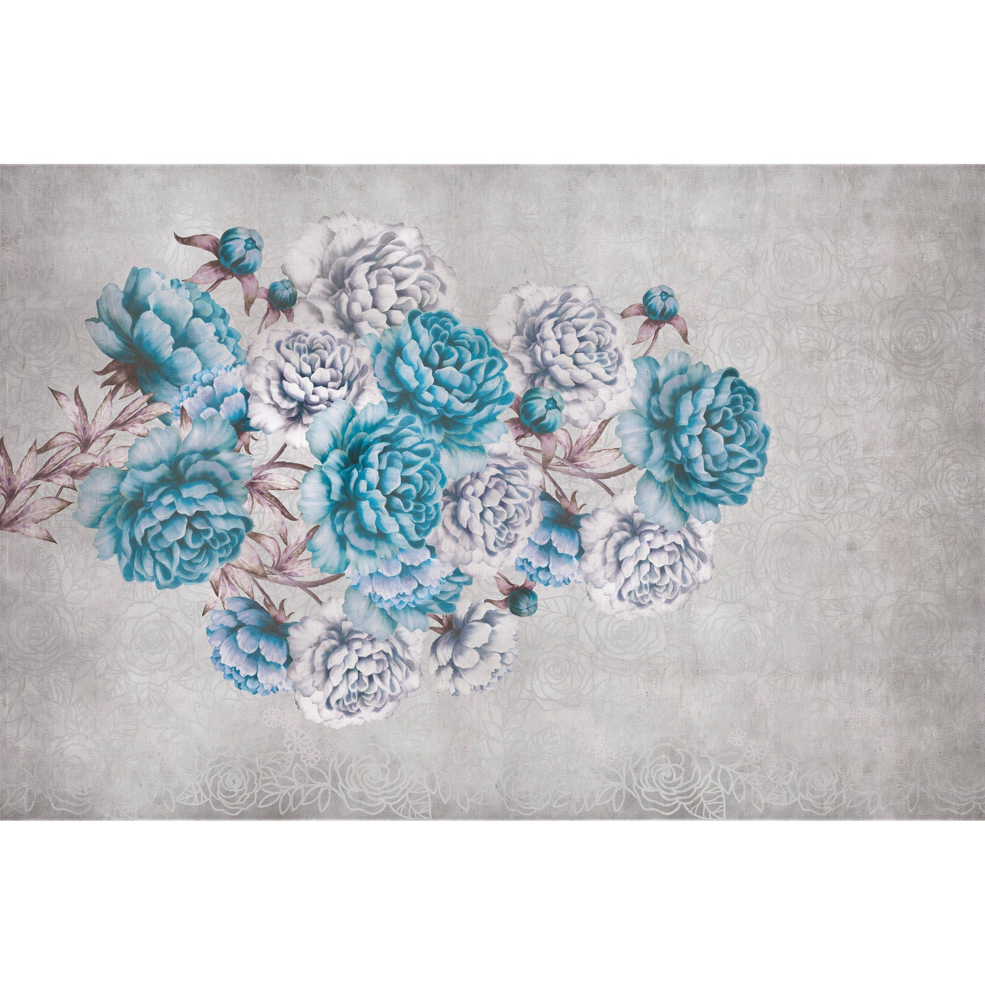 Autumn Flowers-Digital Wallpaper-InstabileLab-Blue / Grey-AUTUMN FLOWERS 03