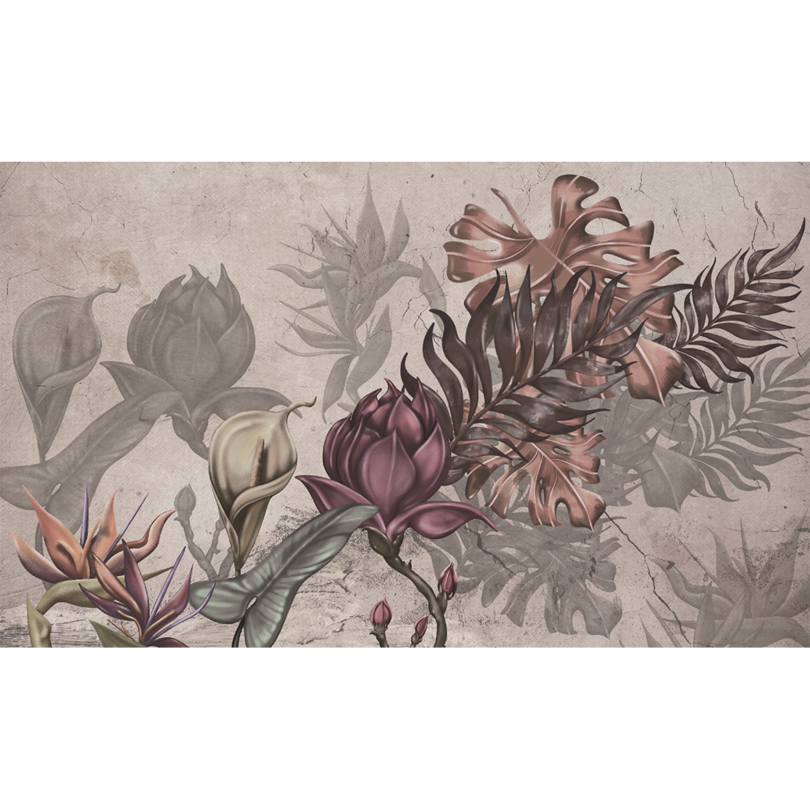 Autumn Flowers-Digital Wallpaper-Skinwall-Purple / Brown 2-754B