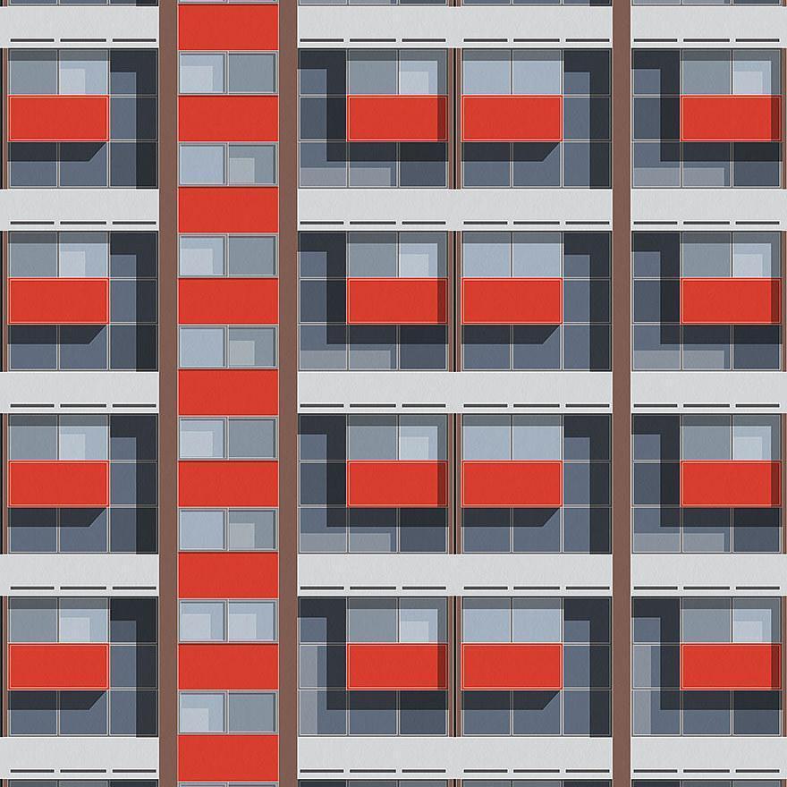 Basterfield House-Digital Wallpaper-London Art-Red-16002-01