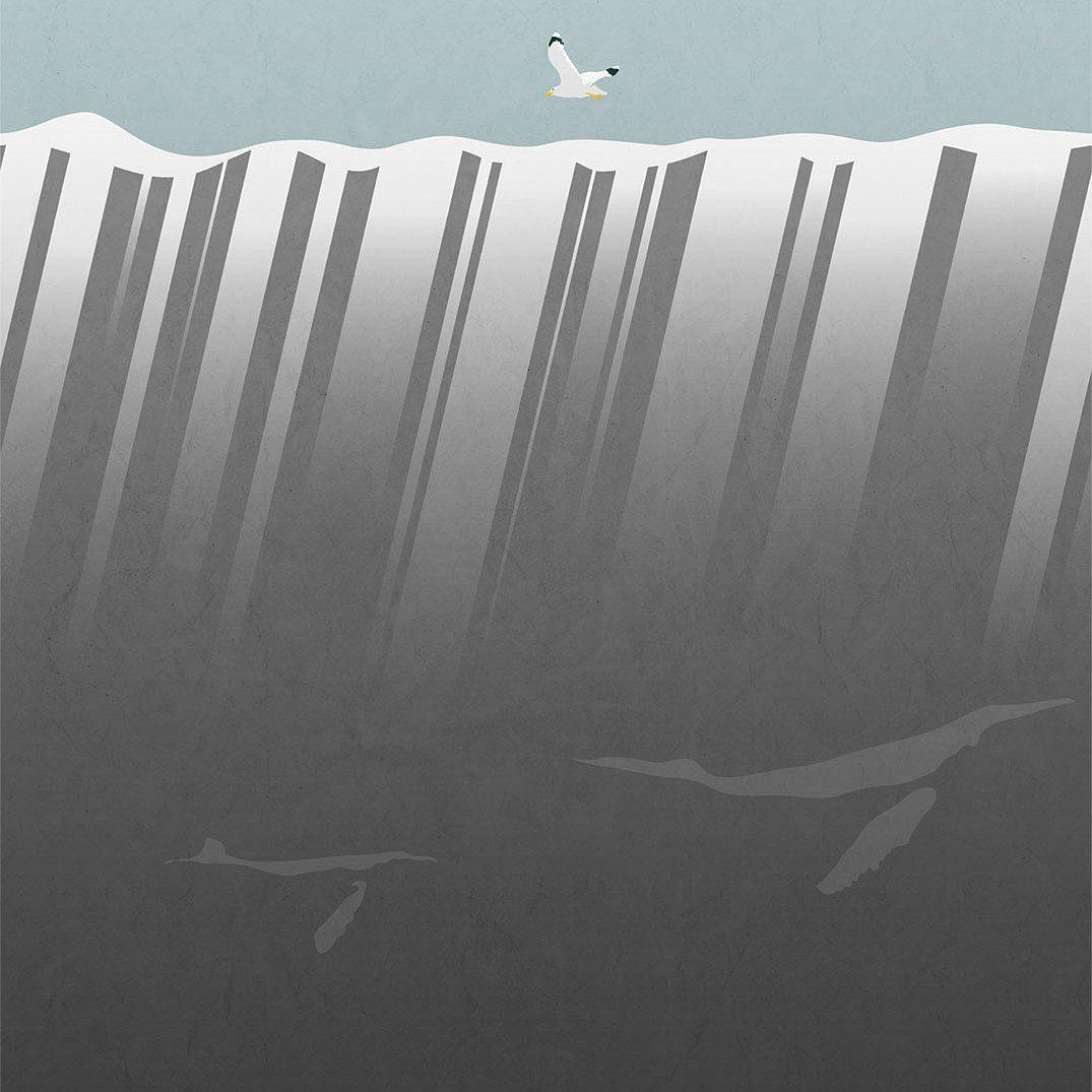 Below The Sea Face-Digital Wallpaper-London Art-Grey-17097-02