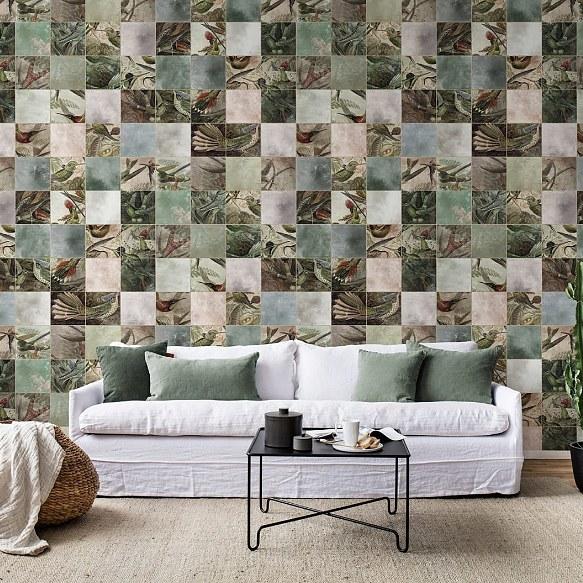 Birds of Paradise-Digital Wallpaper-Rebel Walls-Green / Brown-R15071