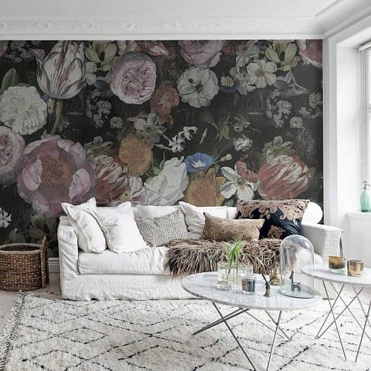 Blooming-Digital Wallpaper-Rebel Walls-Pink / Green / Black-R15391