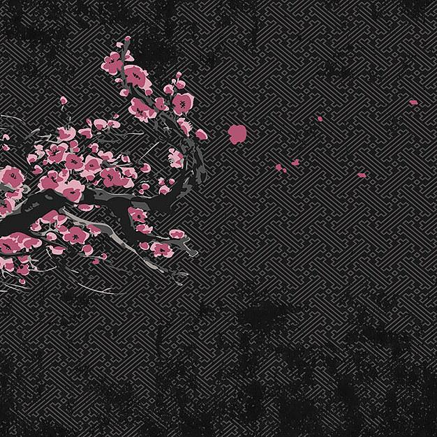 Blossoms-Digital Wallpaper-London Art-Black / Pink-13BL-02