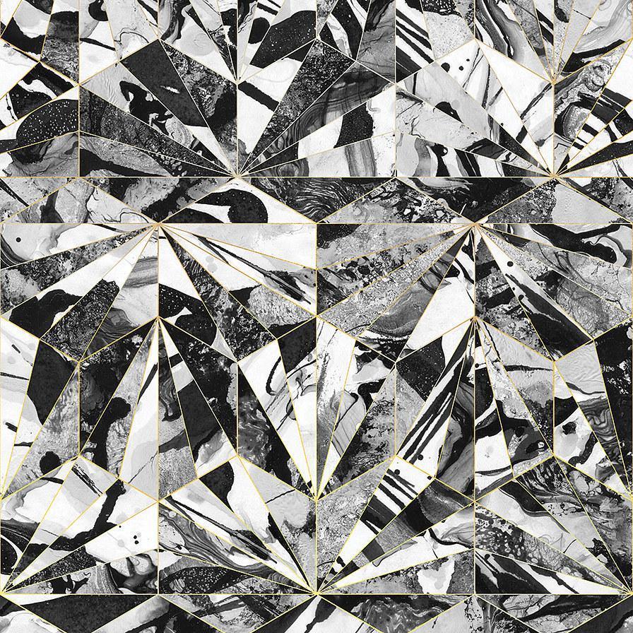 Choke-Digital Wallpaper-London Art-Black / White / Gold-18524-01