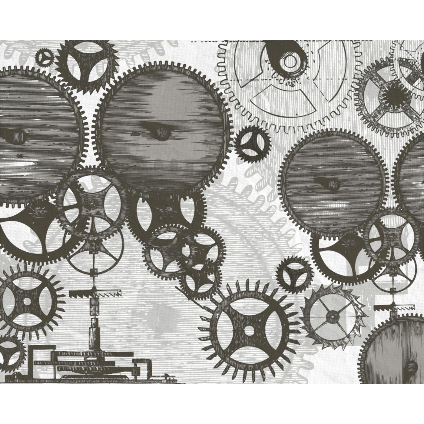 Cogwheel-Digital Wallpaper-Rebel Walls-Grey-R12271