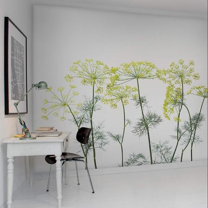 Crown of Dill-Digital Wallpaper-Rebel Walls-Green / White-R12951