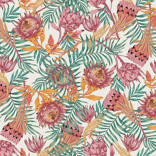 Desert Flower-Digital Wallpaper-Rebel Walls-Green / Pink-R16551