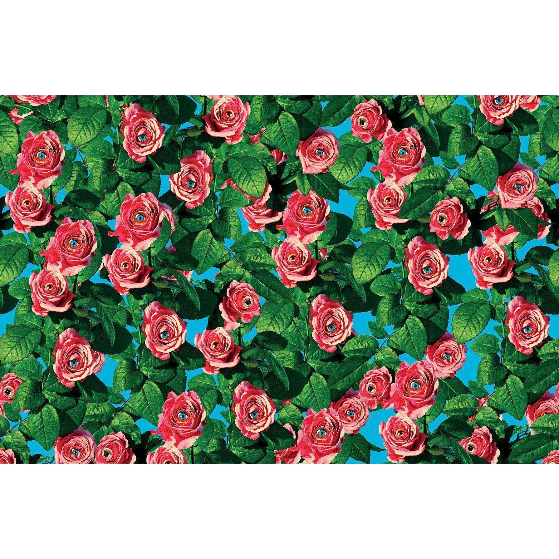 Eyes & Roses-Digital Wallpaper-London Art-Green / Pink-11TP-01