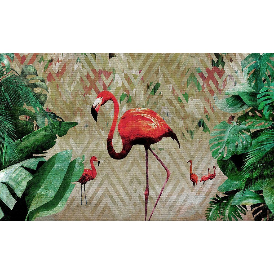 Flamingo Bay-Digital Wallpaper-Skinwall-Green / Red-58A