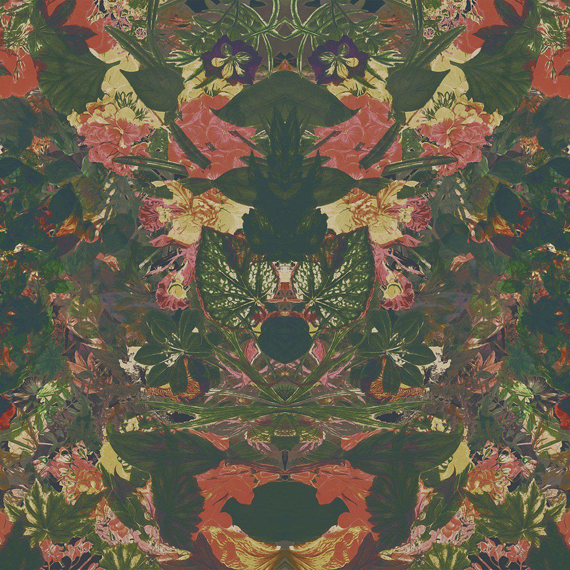 Flower Power-Digital Wallpaper-London Art-Green / Red-17003-01