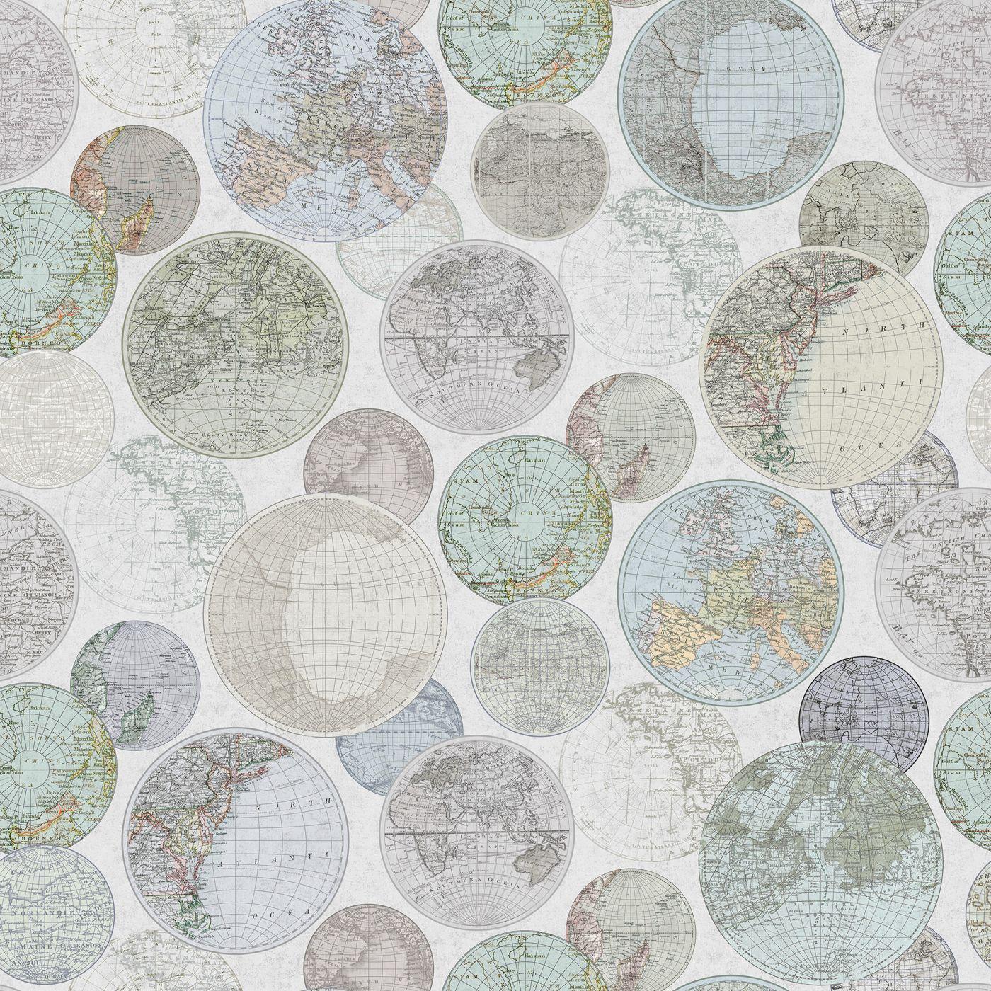 Globes Gathering-Digital Wallpaper-Rebel Walls-Grey / Green-R13884