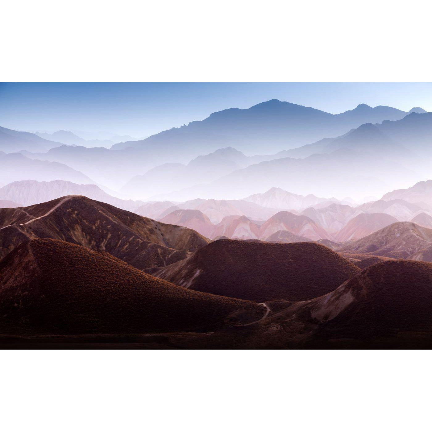 Gradient Mountains-Digital Wallpaper-Rebel Walls-Pink / Blue-R13281