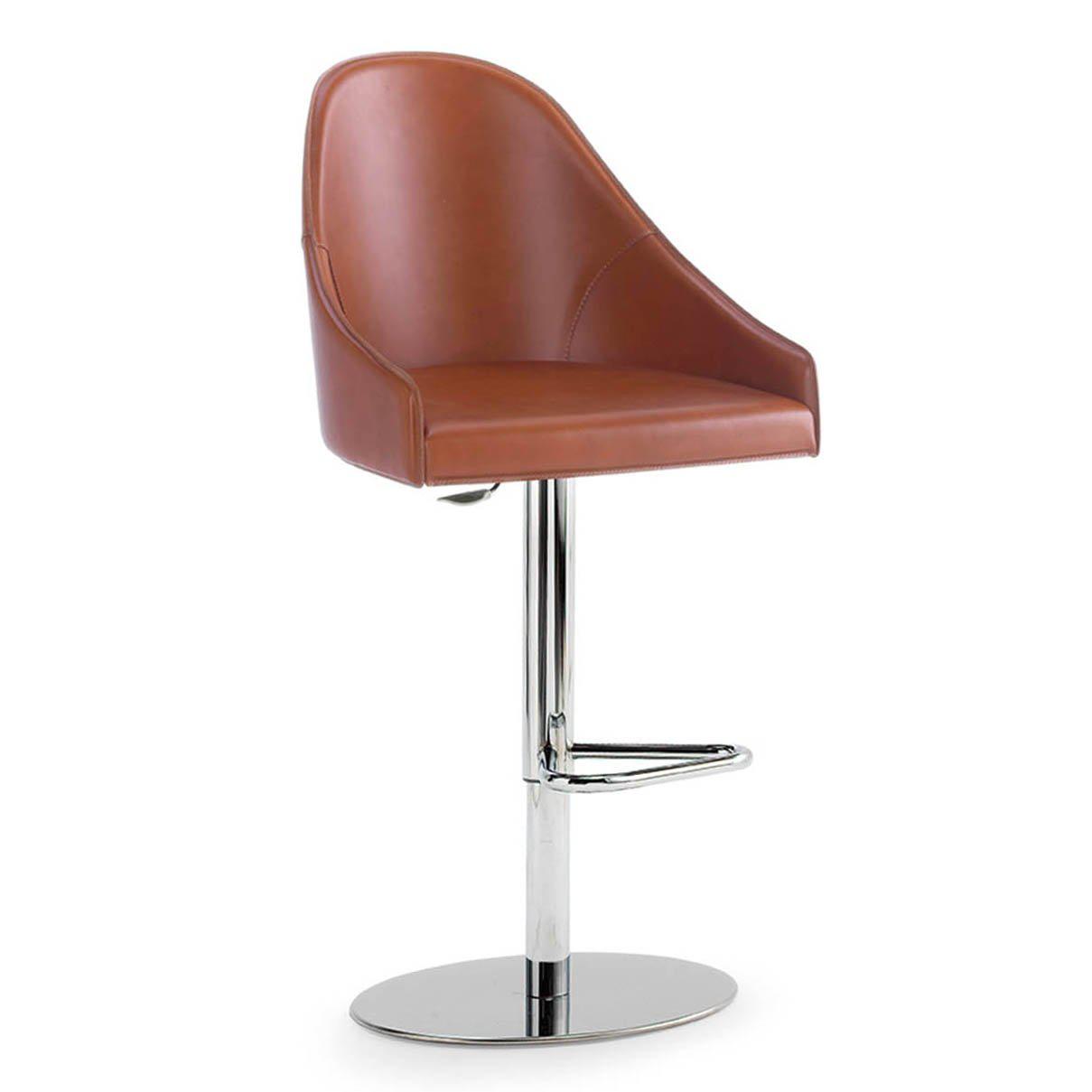 Greta ETA SG SC Arm Metal Cuoio-High Stool (with arms)-Accento