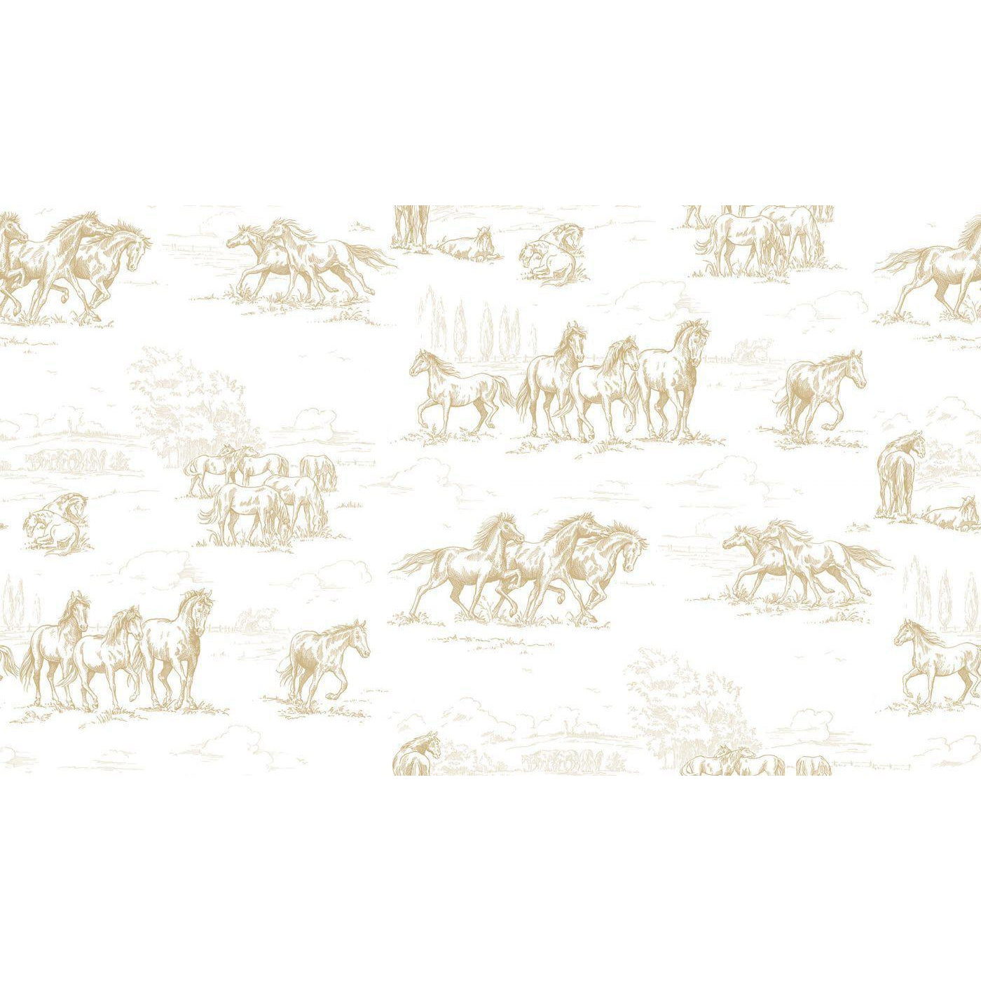 Horse Herd-Digital Wallpaper-Rebel Walls-Brown / White-R15592