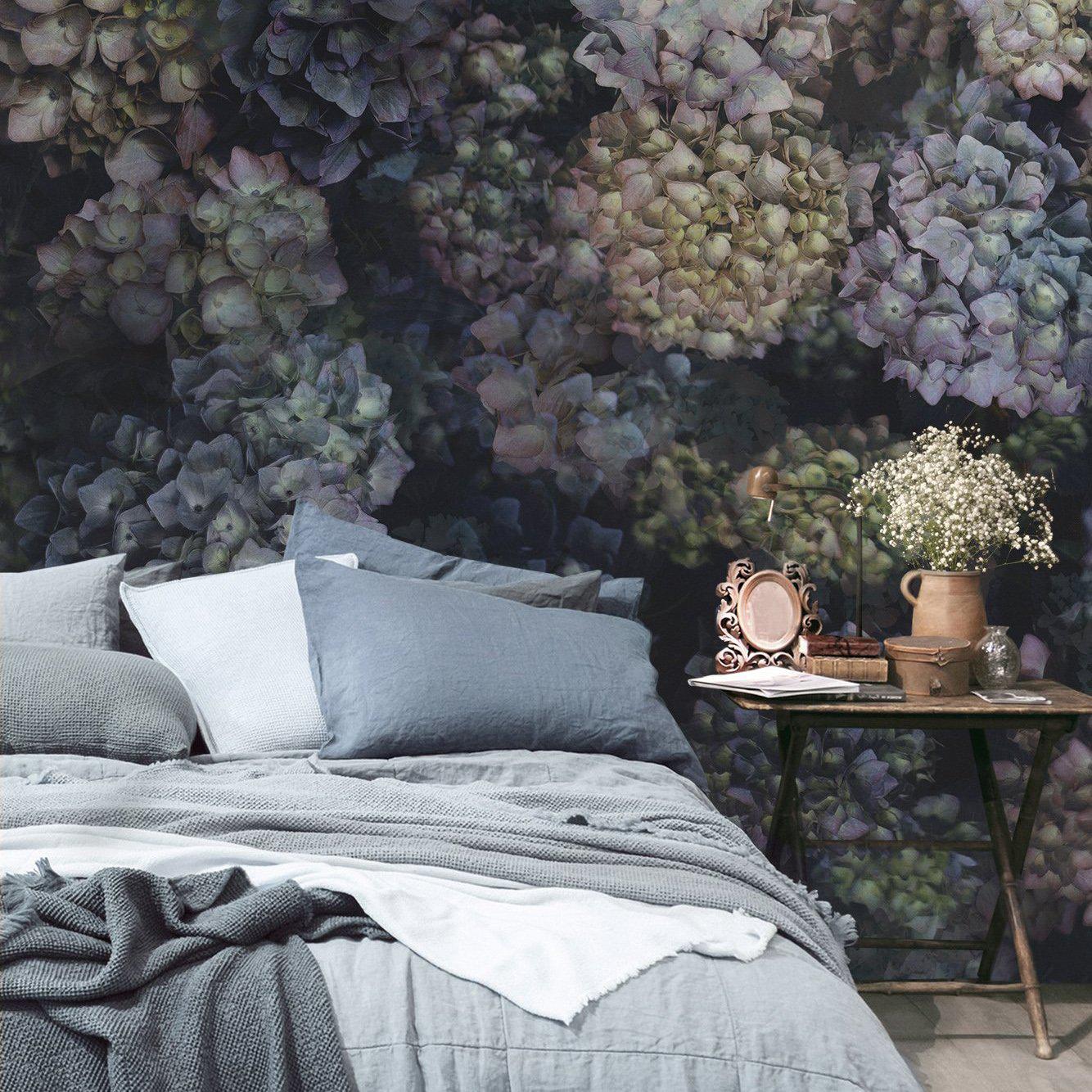 Hydrangea-Digital Wallpaper-Back to the Wall-Lilac / Blue-