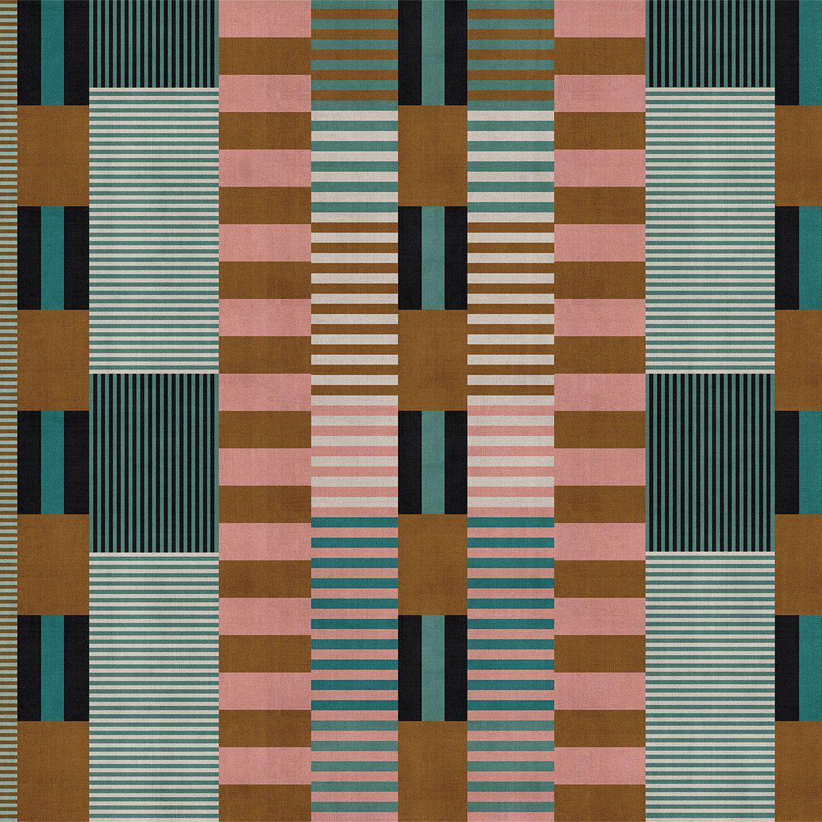 Indian Stripes-Digital Wallpaper-London Art-Brown / Green-17014-01