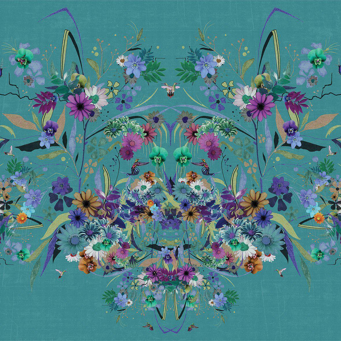 Kolibrie-Digital Wallpaper-London Art-Green / Purple 2-17026-02