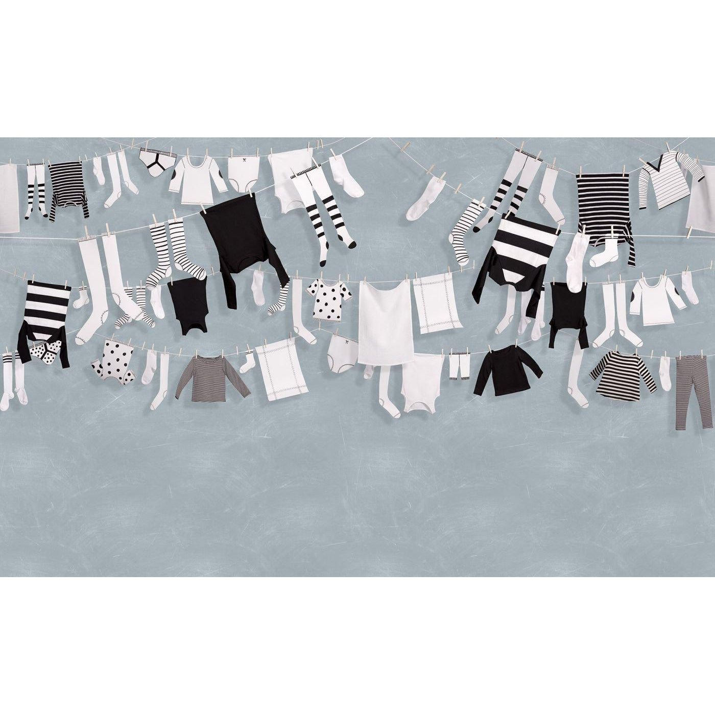 Laundry Day-Digital Wallpaper-Rebel Walls-Blue / Black / White-R14442