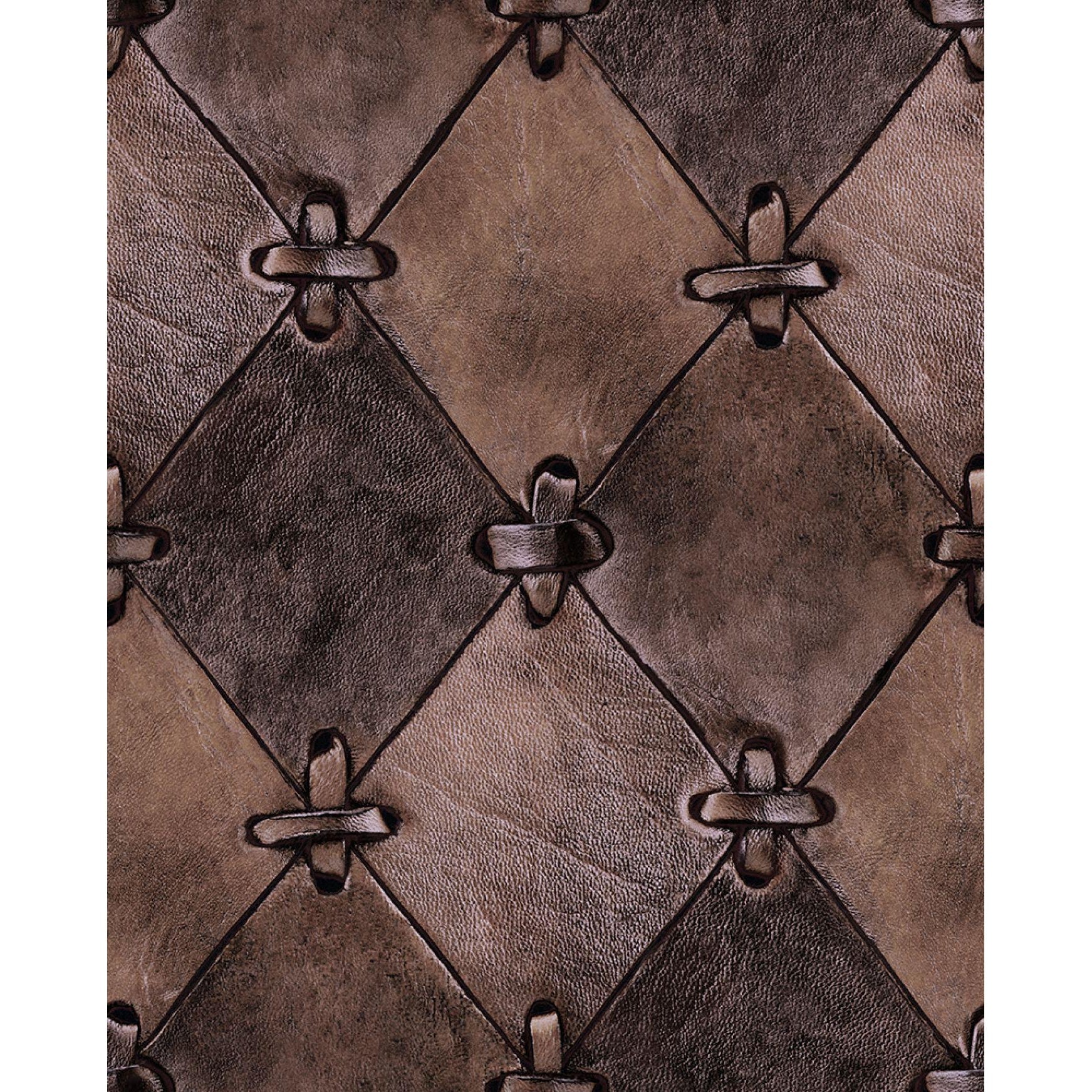 Leather Rhombs-Digital Wallpaper-Rebel Walls-Dark Brown-R14122