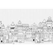 London Houses-Digital Wallpaper-Rebel Walls-Black / White-R14601