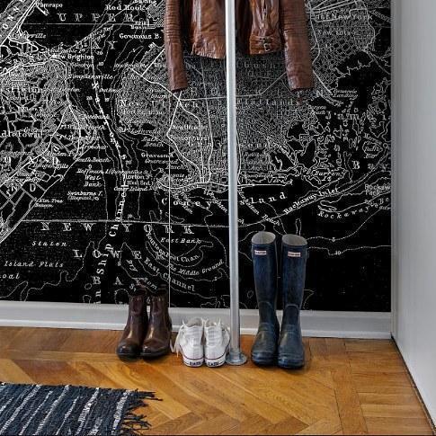 Map of NY-Digital Wallpaper-Rebel Walls-Black / White-R10903