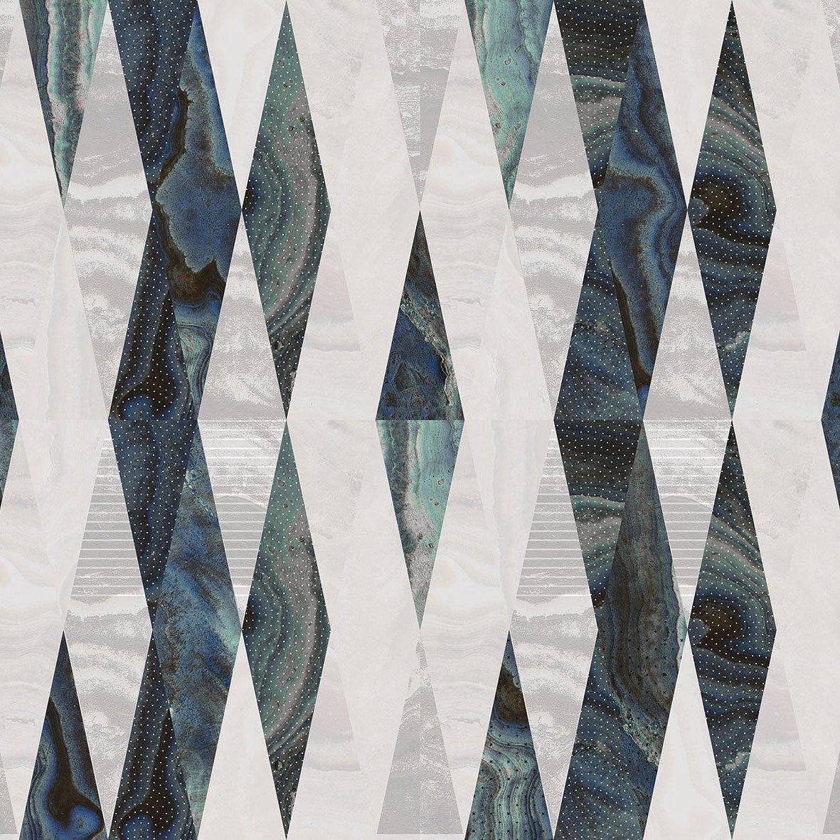 Memento-Digital Wallpaper-London Art-Blue / White-15114-04