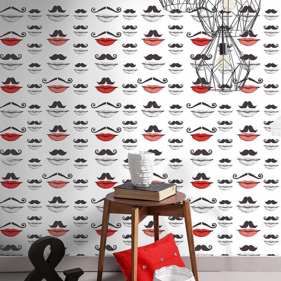 Moustache and Lips-Pre-Printed Wallpaper-Mind the Gap-