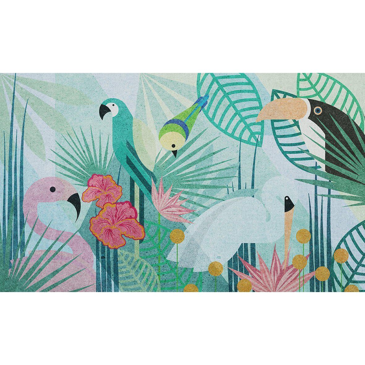 Oasis-Digital Wallpaper-Skinwall-Green / Pink-115