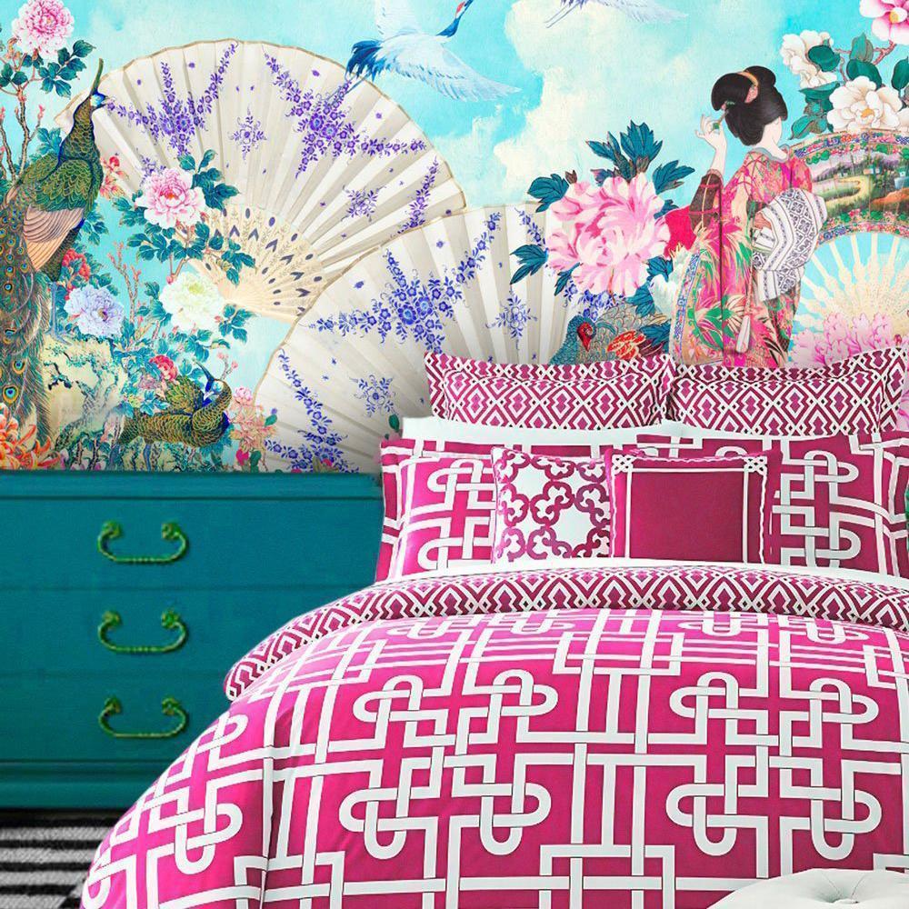 Oriental Paradise-Digital Wallpaper-Back to the Wall-Lilac / Blue / Green-