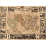 Pictorial Map of the US-Digital Wallpaper-Rebel Walls-Brown-R11431