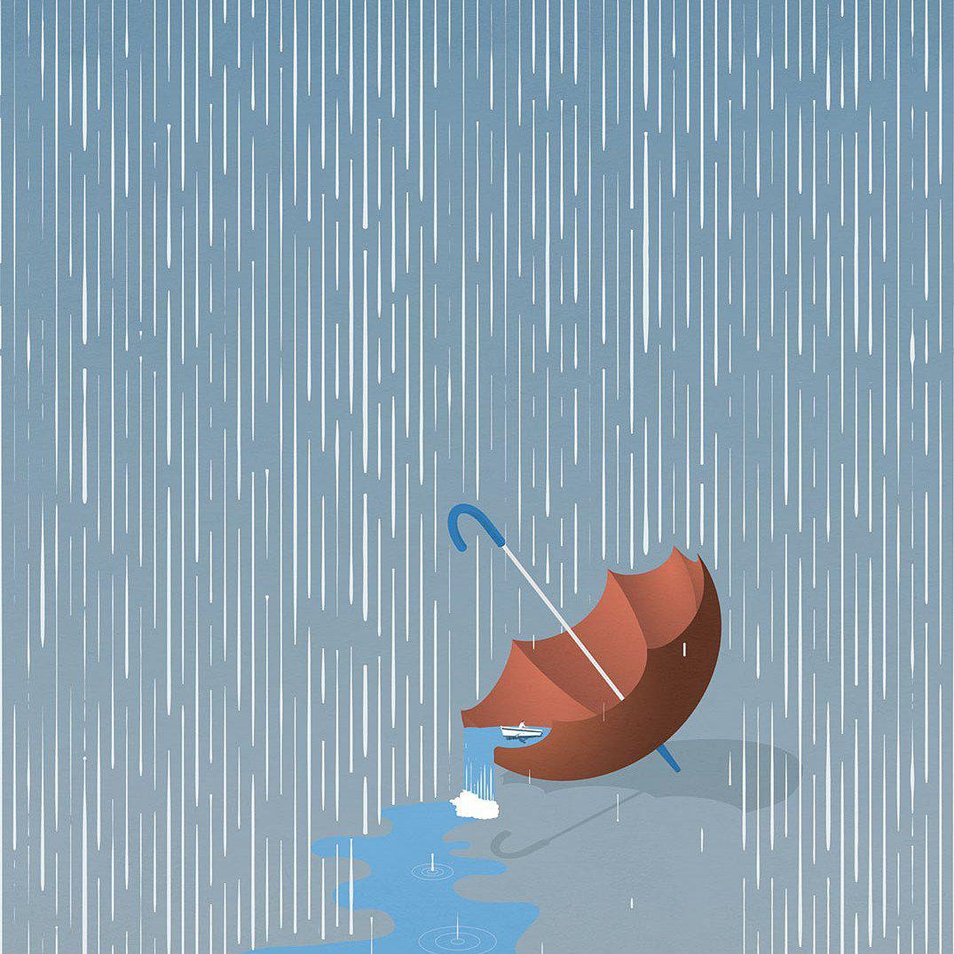 Rainfall-Digital Wallpaper-London Art-Blue-17100-02