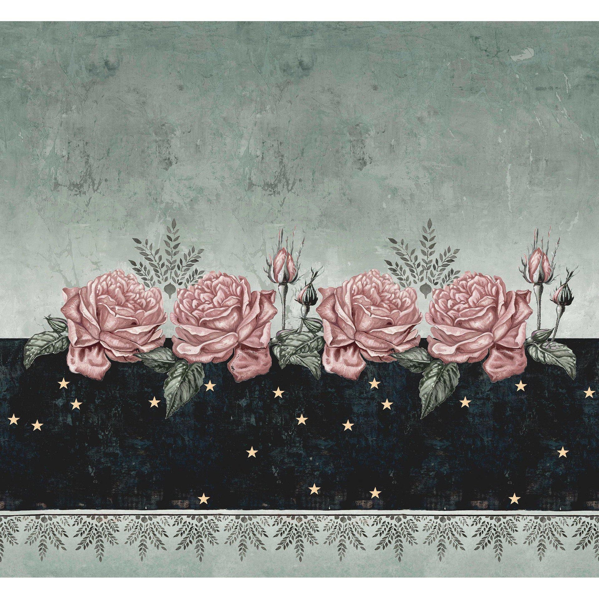 Rosa di Sera-Digital Wallpaper-Wall&deco-Pink / Green 2-WET_RS2002