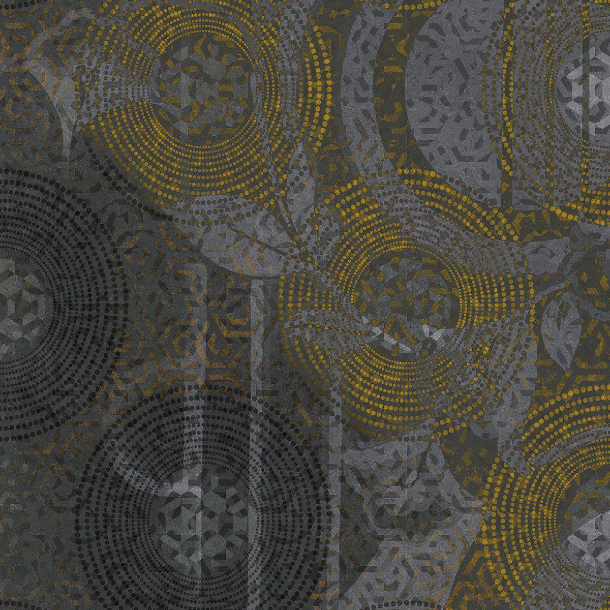 Seventies-Digital Wallpaper-Tecnografica-Dark Grey / Yellow-56507-2