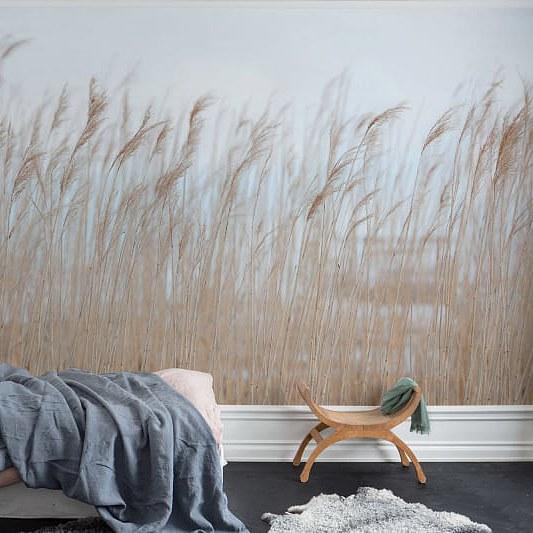 Swaying Reed-Digital Wallpaper-Rebel Walls-Brown / Blue-R13602