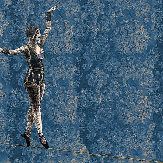 The Circus Leaves Town-Digital Wallpaper-London Art-Blue-14059-02