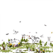 The Rabbit's Playground-Digital Wallpaper-Rebel Walls-Green / White-R14551