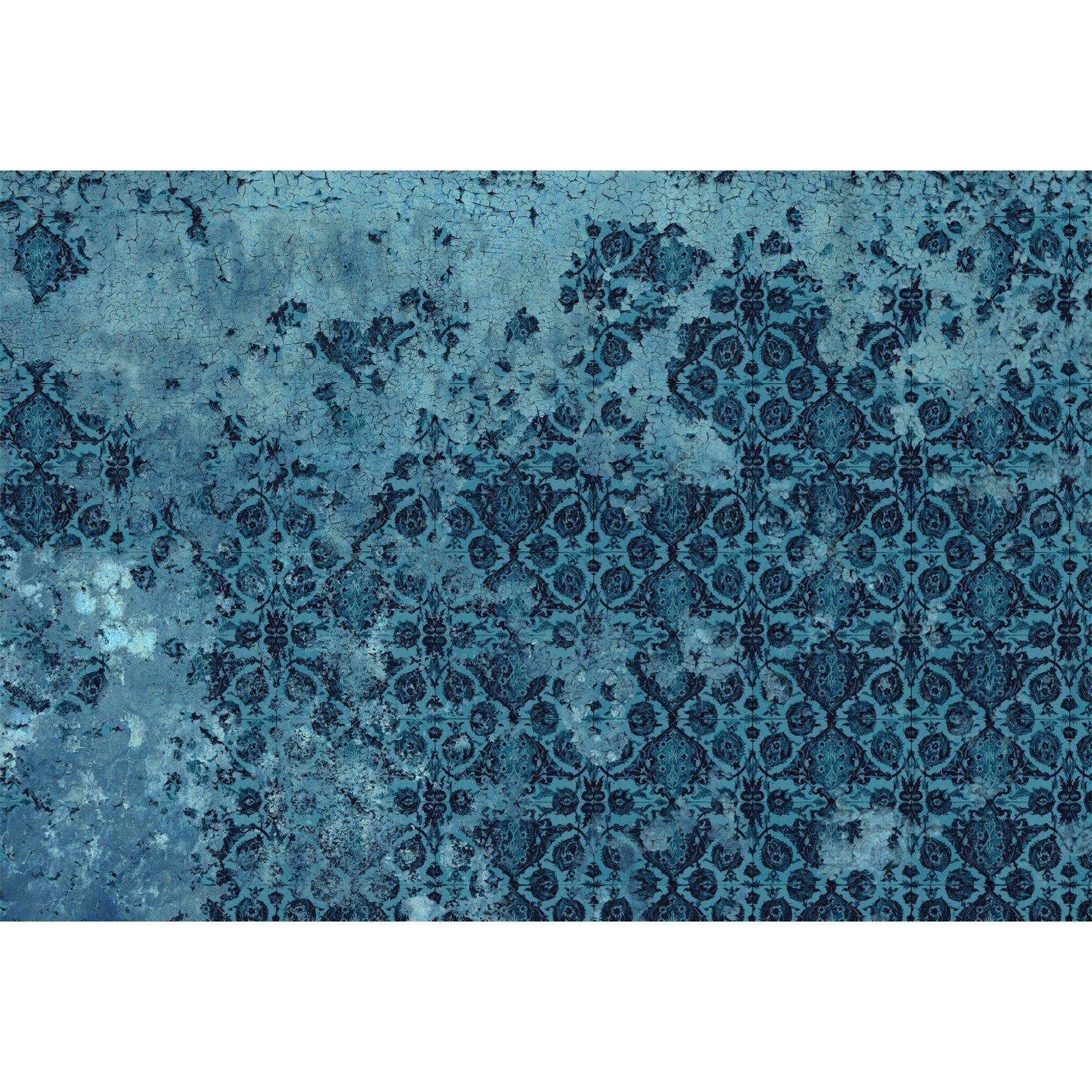 Tile Grunge-Digital Wallpaper-Back to the Wall-Blue-