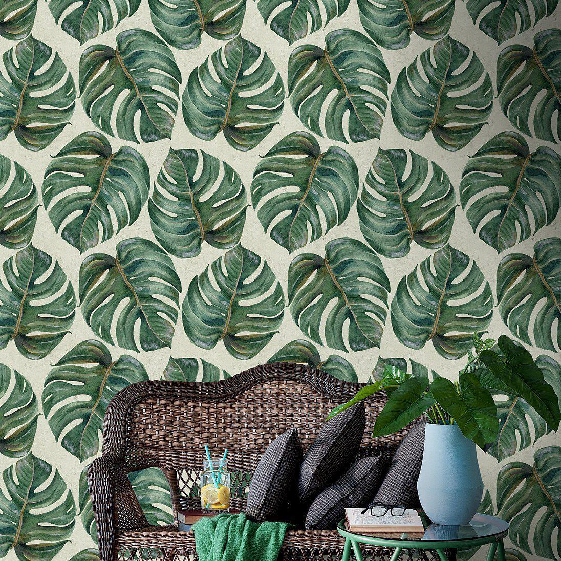 Tropical Leaf-Pre-Printed Wallpaper-Mind the Gap-