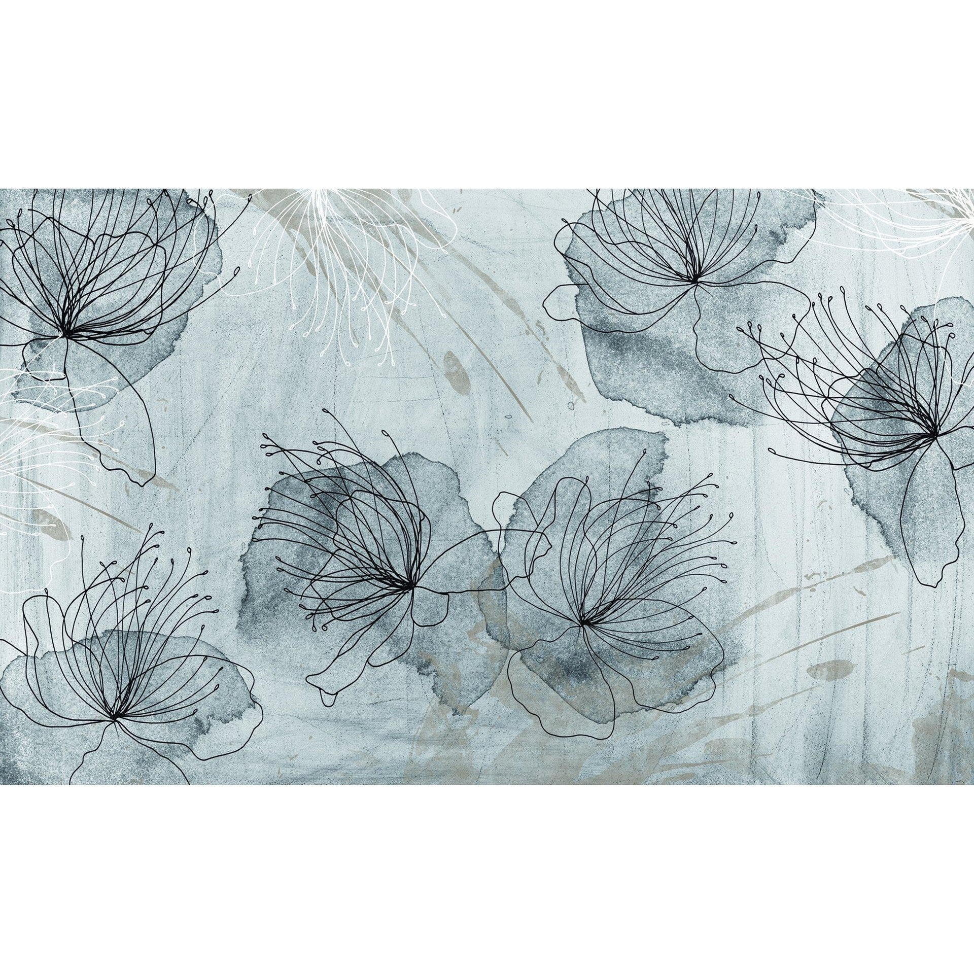 Urban Flowers-Digital Wallpaper-Skinwall-Blue / Grey-07A