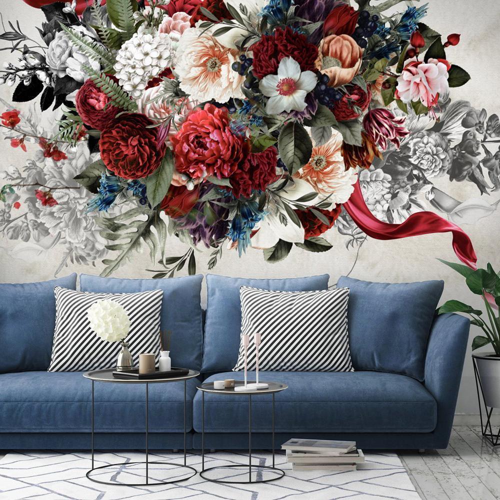 Vintage Florist-Digital Wallpaper-Back to the Wall-Red / White-