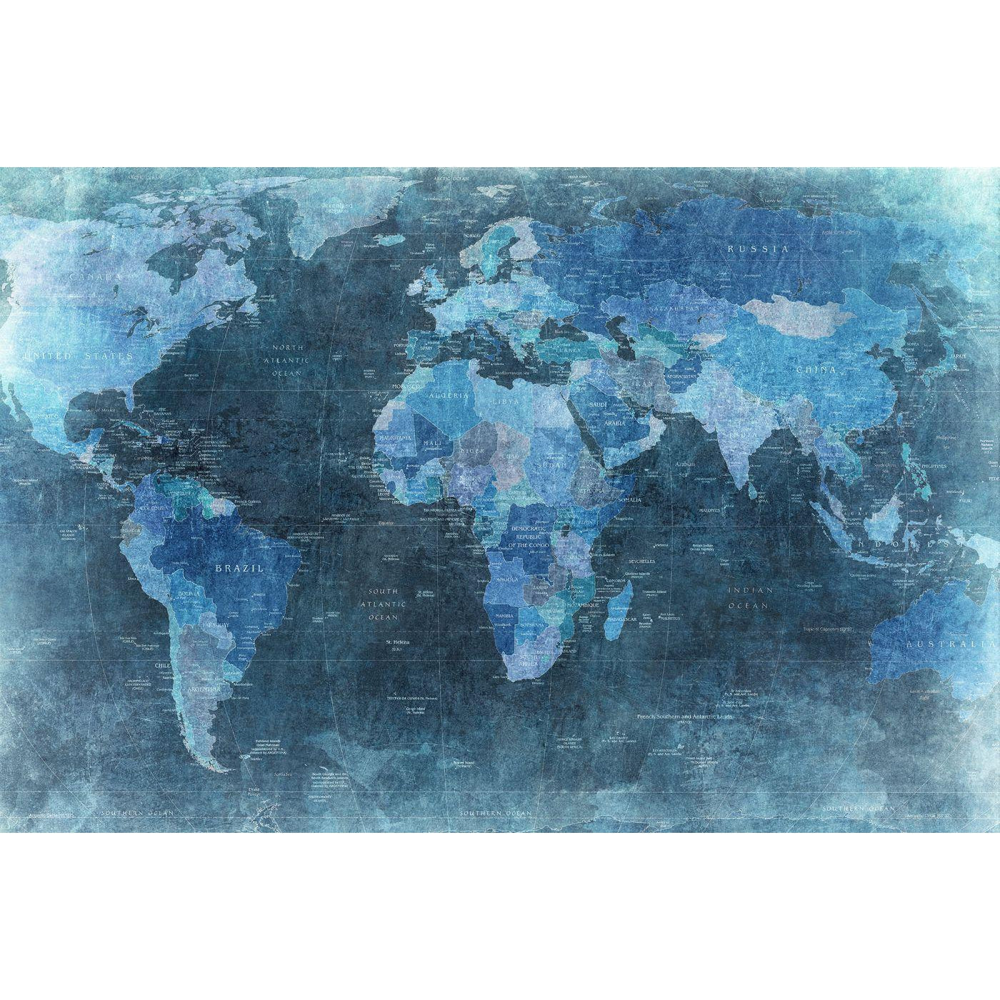 World Map-Digital Wallpaper-Rebel Walls-Blue-R10773